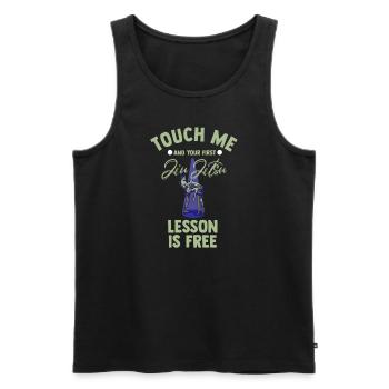 Touch Me And Your First Jiu Jitsu Lesson Is Free - Men's Premium Organic Tank Top - black - Front - AI Model Male 178 light (178cm)