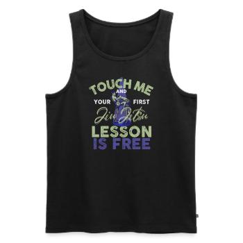 Touch Me And Your First Jiu Jitsu Lesson Is Free - Men's Premium Organic Tank Top - black - Front - AI Model Male 178 light (178cm)