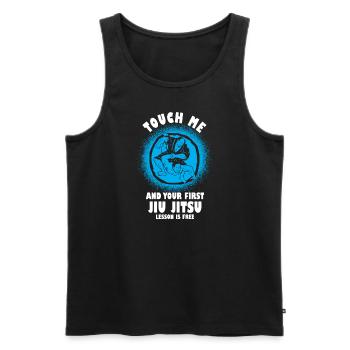 Touch Me And Your First Jiu Jitsu Lesson Is Free - Men's Premium Organic Tank Top - black - Front - AI Model Male 178 light (178cm)
