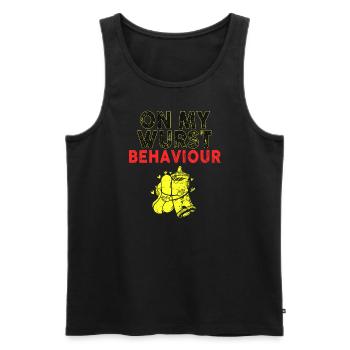 I Am On My Sausage Behavior - Men's Premium Organic Tank Top - black - Front - Michal (187cm)