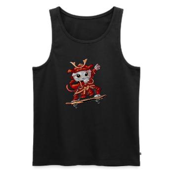 Skateboarder cat - Men's Premium Organic Tank Top - black - Front - AI Model Male 178 light (178cm)