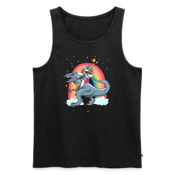 Dabbing Licorne Riding T Rex Garçons Filles Halloween - Débardeur bio Premium Homme - noir - Devant - Michal (187cm)