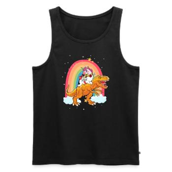 Dabbing Licorne Riding T Rex Garçons Filles Halloween - Débardeur bio Premium Homme - noir - Devant - Michal (187cm)