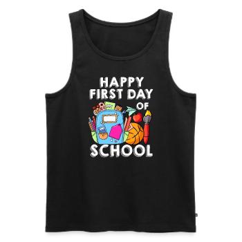 Frohen ersten Schultag - Männer Premium Bio Tank Top - Schwarz - Vorne - AI Model Male 178 light (178cm)