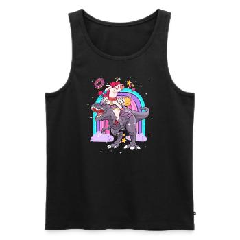 Dabbing Licorne Riding T Rex Garçons Filles Halloween - Débardeur bio Premium Homme - noir - Devant - Michal (187cm)