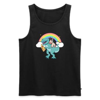 Dabbing Licorne Riding T Rex Garçons Filles Halloween - Débardeur bio Premium Homme - noir - Devant - Michal (187cm)