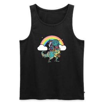 Dabbing Licorne Riding T Rex Garçons Filles Halloween - Débardeur bio Premium Homme - noir - Devant - Michal (187cm)