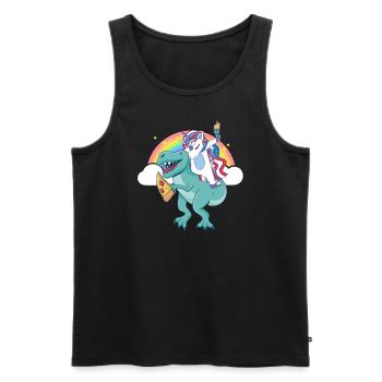 Dabbing Licorne Riding T Rex Garçons Filles Halloween - Débardeur bio Premium Homme - noir - Devant - Michal (187cm)
