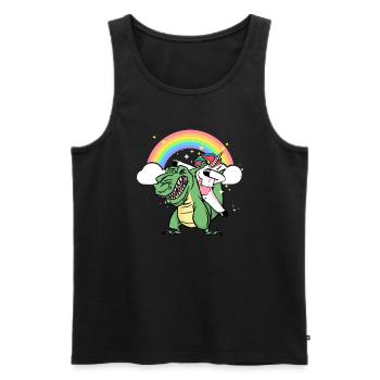 Dabbing Licorne Riding T Rex Garçons Filles Halloween - Débardeur bio Premium Homme - noir - Devant - Michal (187cm)