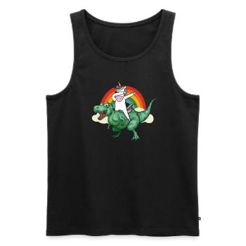 Dabbing Licorne Riding T Rex Garçons Filles Halloween - Débardeur bio Premium Homme - noir - Devant - Michal (187cm)