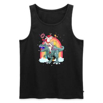 Dabbing Licorne Riding T Rex Garçons Filles Halloween - Débardeur bio Premium Homme - noir - Devant - Michal (187cm)
