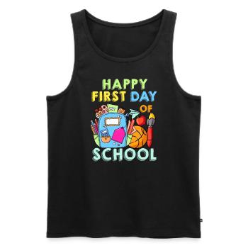 Frohen ersten Schultag - Männer Premium Bio Tank Top - Schwarz - Vorne - AI Model Male 178 light (178cm)