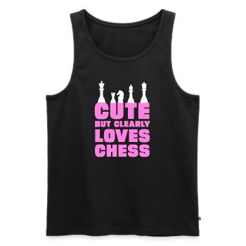 Niedlich, aber liebt eindeutig Schach - Männer Premium Bio Tank Top - Schwarz - Vorne - AI Model Male 178 light (178cm)