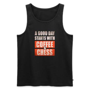 A good day starts with coffee and chess - Men's Premium Organic Tank Top - black - Front - Michal (187cm)
