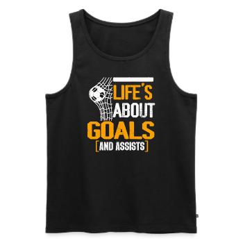 La vie est faite de buts et de passes décisives Football de futbol - Débardeur bio Premium Homme - noir - Devant - AI Model Male 178 light (178cm)