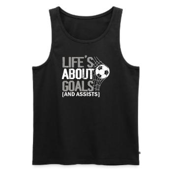 Im Leben geht es um Tore und Vorlagen Futbol Fußball - Männer Premium Bio Tank Top - Schwarz - Vorne - AI Model Male 178 light (178cm)