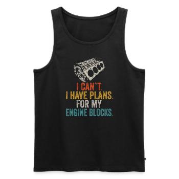 Ich kann keine Pläne für meine Motorblöcke Vintage haben - Männer Premium Bio Tank Top - Schwarz - Vorne - AI Model Male 178 light (178cm)