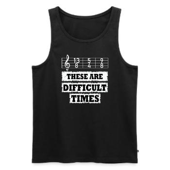 Ce sont des temps difficiles jeu de mots amusant - Débardeur bio Premium Homme - noir - Devant - AI Model Male 178 light (178cm)