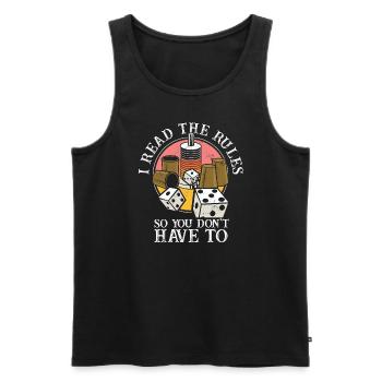 Ich lese die Regeln, damit Sie nicht müssen - Männer Premium Bio Tank Top - Schwarz - Vorne - AI Model Male 178 light (178cm)