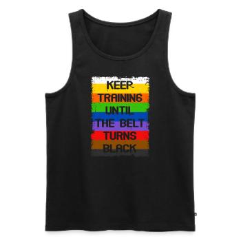 Keep Training Until The Belt Turns Black - Men's Premium Organic Tank Top - black - Front - AI Model Male 178 light (178cm)