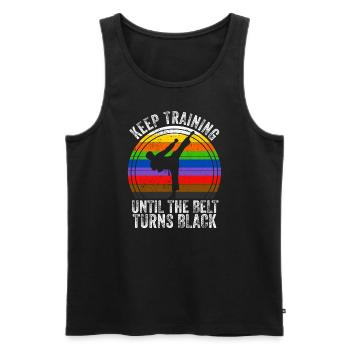 Keep Training Until The Belt Turns Black - Men's Premium Organic Tank Top - black - Front - AI Model Male 178 light (178cm)