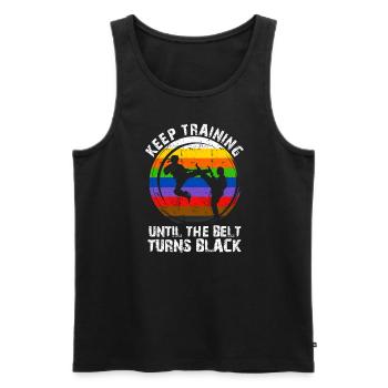 Keep Training Until The Belt Turns Black - Men's Premium Organic Tank Top - black - Front - AI Model Male 178 light (178cm)