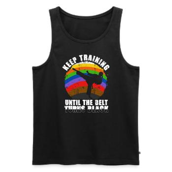 Keep Training Until The Belt Turns Black - Men's Premium Organic Tank Top - black - Front - AI Model Male 178 light (178cm)