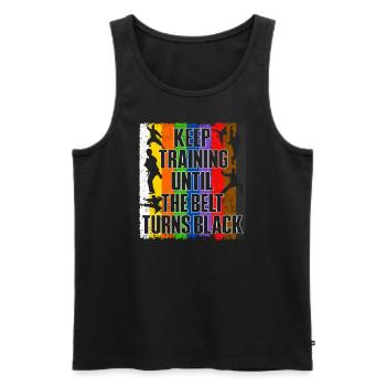 Keep Training Until The Belt Turns Black - Men's Premium Organic Tank Top - black - Front - AI Model Male 178 light (178cm)