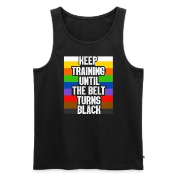 Keep Training Until The Belt Turns Black - Men's Premium Organic Tank Top - black - Front - AI Model Male 178 light (178cm)