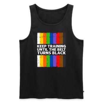 Keep Training Until The Belt Turns Black - Men's Premium Organic Tank Top - black - Front - AI Model Male 178 light (178cm)