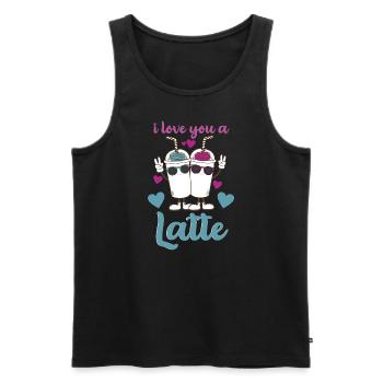 Je t’aime un latte - Débardeur bio Premium Homme - noir - Devant - Michal (187cm)