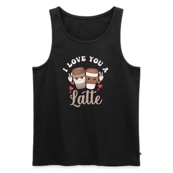 Je t’aime un latte - Débardeur bio Premium Homme - noir - Devant - Michal (187cm)