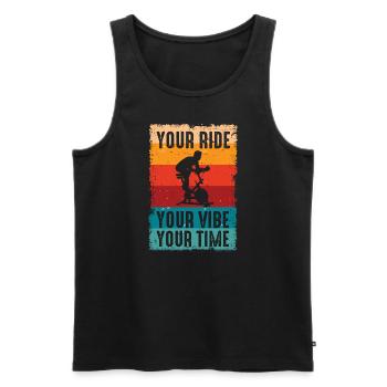 Votre balade Votre ambiance Votre temps Gym de motivation - Débardeur bio Premium Homme - noir - Devant - AI Model Male 178 light (178cm)
