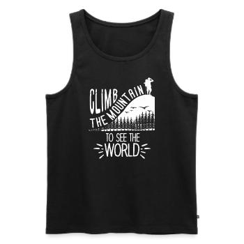 Erklimmen Sie den Berg, um die Welt zu sehen - Männer Premium Bio Tank Top - Schwarz - Vorne - Michal (187cm)