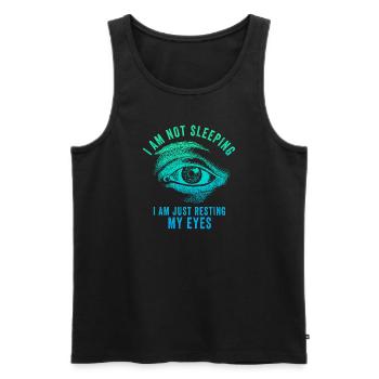 Je ne dors pas, je repose juste mes yeux - Débardeur bio Premium Homme - noir - Devant - AI Model Male 178 light (178cm)
