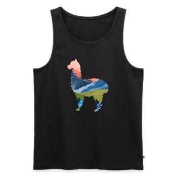 Lama - Männer Premium Bio Tank Top - Schwarz - Vorne - AI Model Male 178 light (178cm)