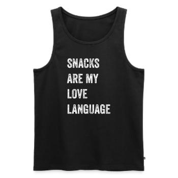 Snacks Are My Love Language - Men's Premium Organic Tank Top - black - Front - AI Model Male 178 light (178cm)