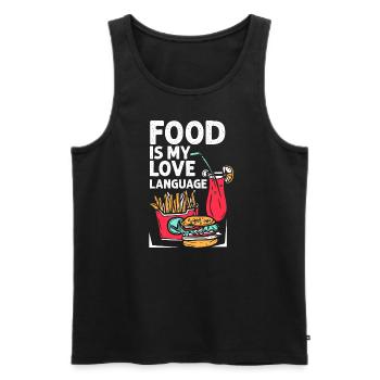 Essen ist meine Liebessprache - Männer Premium Bio Tank Top - Schwarz - Vorne - Michal (187cm)