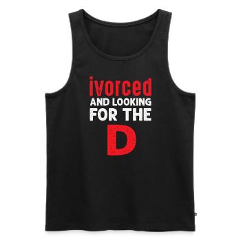 Ivorcé et à la recherche du t-shirt divorcé D - Débardeur bio Premium Homme - noir - Devant - AI Model Male 178 light (178cm)
