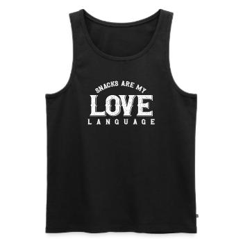 Snacks Are My Love Language - Men's Premium Organic Tank Top - black - Front - AI Model Male 178 light (178cm)