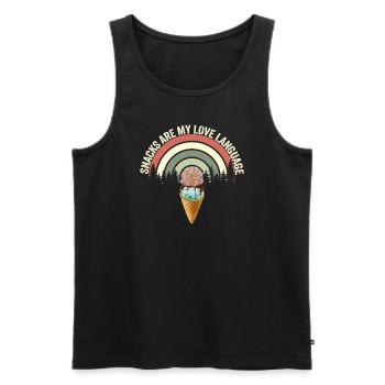 Snacks Are My Love Language - Men's Premium Organic Tank Top - black - Front - AI Model Male 178 light (178cm)