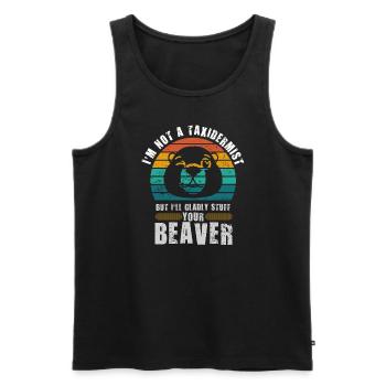 Ich bin kein Präparator Ich werde gerne Biber stopfen - Männer Premium Bio Tank Top - Schwarz - Vorne - AI Model Male 178 light (178cm)