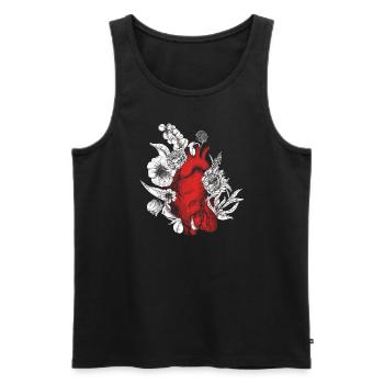 Anatomisches Herz und Blumen - Männer Premium Bio Tank Top - Schwarz - Vorne - AI Model Male 178 light (178cm)