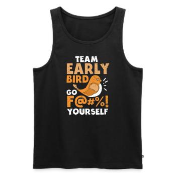 L’équipe Early Bird Go F... Toi-même - Débardeur bio Premium Homme - noir - Devant - Michal (187cm)