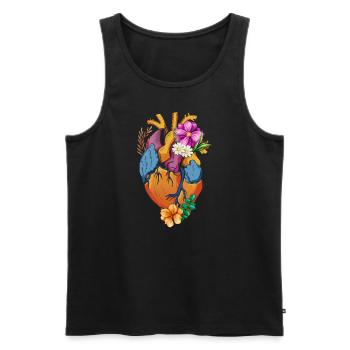 Anatomisches Herz und Blumen - Männer Premium Bio Tank Top - Schwarz - Vorne - AI Model Male 178 light (178cm)