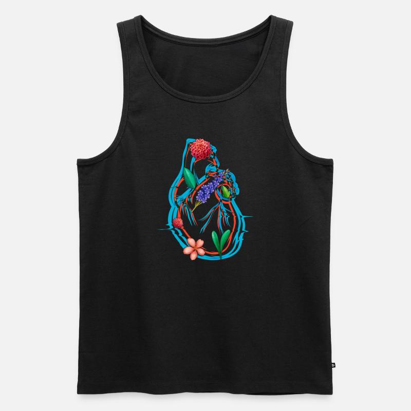 Anatomisches Herz und Blumen - Männer Premium Bio Tank Top - Schwarz