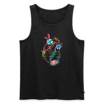 Anatomisches Herz und Blumen - Männer Premium Bio Tank Top - Schwarz - Vorne - AI Model Male 178 light (178cm)