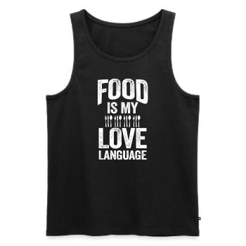 Food Is My Love Language - Men's Premium Organic Tank Top - black - Front - AI Model Male 178 light (178cm)