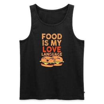 Food Is My Love Language - Men's Premium Organic Tank Top - black - Front - AI Model Male 178 light (178cm)