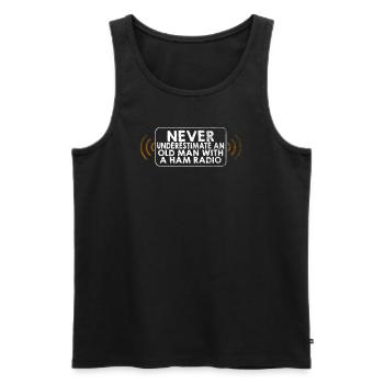 Ne sous-estimez jamais un vieil homme avec une radio amateur - Débardeur bio Premium Homme - noir - Devant - Michal (187cm)